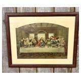 Framed Chromolithograph of The Last Supper with Na