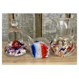 A Trio of Art Glass Pieces Including a Saint-Louis