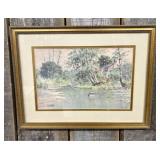 Paul Sawyier, River Scene with Cabin, Framed Print
