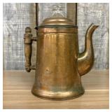 Vintage Copper 6-Cup Coffee Percolator with Wooden