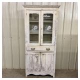 Antique American Primitive Two-Piece Painted Cupbo