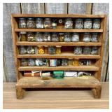 Vintage Hand-Built Wooden Hardware Storage Rack wi