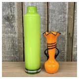 Two Mid-Century Modern Style Art Glass Vases Inclu