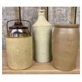 Three Antique American Stoneware Vessels Including