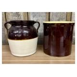 Two American Utilitarian Stoneware Crocks Includin