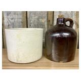 Two Pieces of American Utilitarian Stoneware Inclu