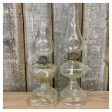 A Pair of Antique American Clear Glass Kerosene La