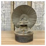 Antique Metal and Pressed Glass Bracket Lamp with