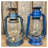 A Pair of Vintage Dietz Blue Kerosene Hurricane La