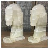A Pair of Art Deco Style Hand Carved Banded Onyx H