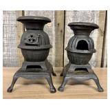 A Pair of Miniature Cast Iron Potbelly Stoves