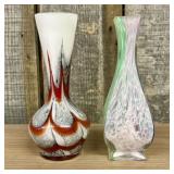 Two Hand Blown Art Glass Vases Including a Carlo M