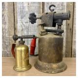 Two Vintage American Brass Gasoline Blow Torches,