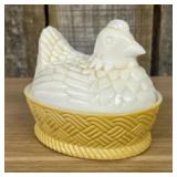 Avon Glass Hen on Nest Covered Trinket Dish