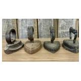 A Group of Antique Cast Iron Sad Irons