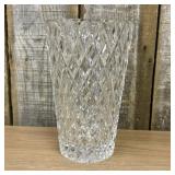 Large Diamond Cut Tapered Lead Crystal Flower Vase