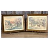 A Pair of Framed Currier and Ives American Homeste