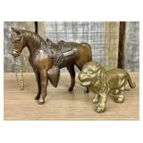 Two Vintage Cast Metal Animal Figurines, Saddled H