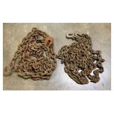 Two Heavy-Duty Industrial Rigging Chains with Colu