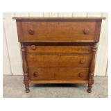 American Empire Cherry and Curly Maple Four-Drawer
