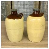 A Pair of Miniature USA Two-Tone Stoneware Whiskey