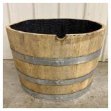 Reclaimed Oak Wood Half-Barrel Planter with Galvan