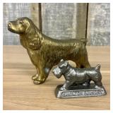 Two Vintage Cast Metal Dog Figurines Including a H