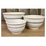 A Set of Three Gibson China Blue Banded Ceramic Ne