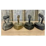 Set of Four Antique Cast Iron Sad Irons including