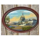 Antique Reverse Painting on Convex Glass of the U.