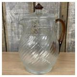 Vintage Depression Era Spiral Optic Glass Pitcher