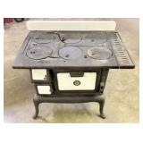 Antique Cast Iron and Porcelain Enamel Wood Burnin