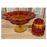 Two Pieces of Vintage Amberina Glass including a L