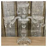Three-Light Cut Glass and Crystal Candelabrum with