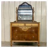 Antique Victorian Style Mixed Wood Veneer Dresser