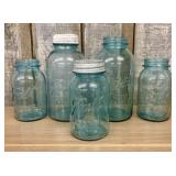 A Collection of Ball Perfect Mason Aqua Blue Glass