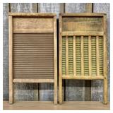 A Pair of Antique Wooden Washboards including Luth