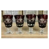 A Set of Four Bohemian Style Ruby Cut-to-Clear Cry
