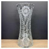 Large Cut and Engraved Crystal Corset Vase in the