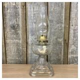 Antique Clear Pressed Glass Kerosene Lamp with Plu