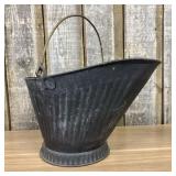 Vintage Painted Metal Helmet Coal Scuttle with Bra