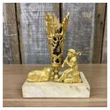 Victorian Style Gilt Metal Shepherd and Sheep Mant
