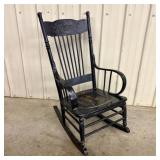 American Black-Painted Press-Back Spindle Rocking
