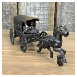 Vintage Amish Family Horse-Drawn Carriage Toy