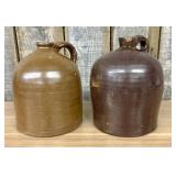 A Pair of Antique American Stoneware Beehive Jugs
