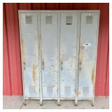 Bank of Four Vintage Industrial Steel Clothing Loc