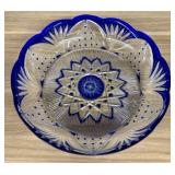 Bohemian Style Cobalt Blue Cased Cut to Clear Crys