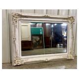 Large Rococo Revival Style Gilt and Off-White Beve