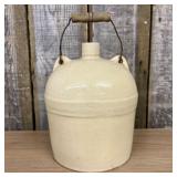 Antique Stoneware Jug with Wire Bail Handle and Wo