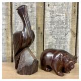 Two Hand-Carved Desert Ironwood Animal Figures, Pe